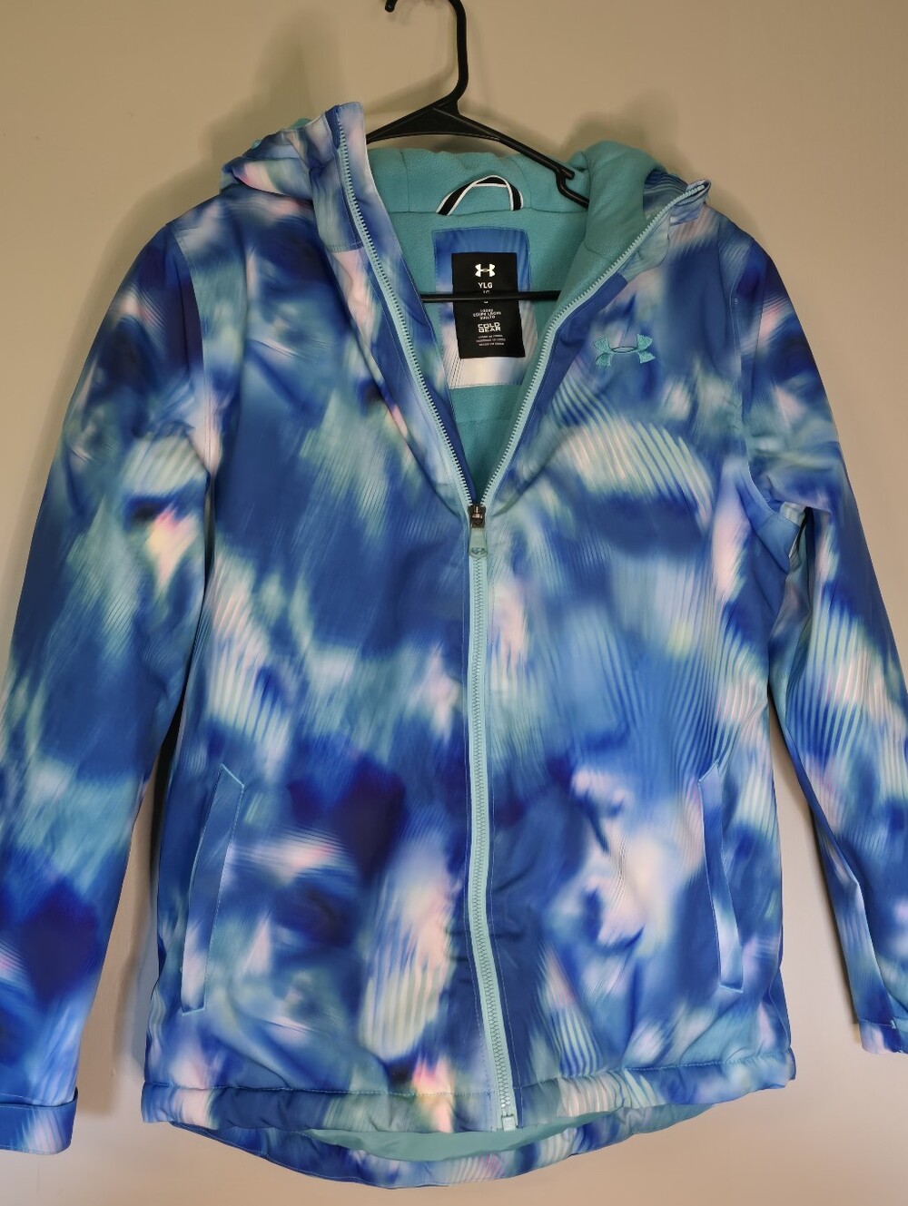 Under Armour Girls' Blue Tie-Dye Hooded Jacket, Ylg